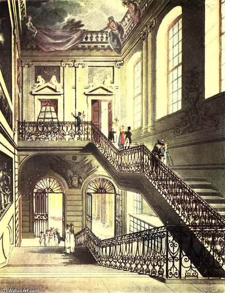 Wikioo.org - The Encyclopedia of Fine Arts - Painting, Artwork by William Henry Pyne - The Hall And Staircase, British Museum
