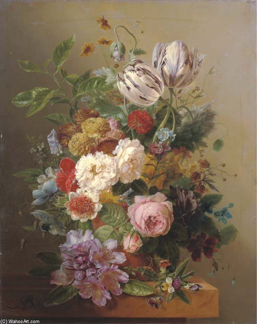 Wikioo.org - The Encyclopedia of Fine Arts - Painting, Artwork by Arnoldus Bloemers - An Exuberant Flower Still Life