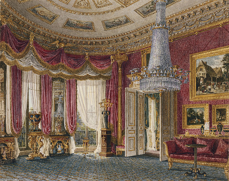 Wikioo.org - The Encyclopedia of Fine Arts - Painting, Artwork by Charles Wild - Carlton House, Rose Satin Drawing Room Looking West