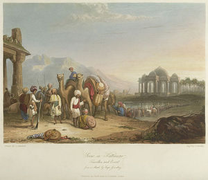 Clarkson Frederick Stanfield - Scene In Kattiawar, Travellers And Escort