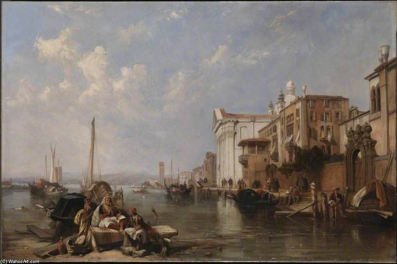 Wikioo.org - The Encyclopedia of Fine Arts - Painting, Artwork by Clarkson Frederick Stanfield - The Canal Of The Guidecca, And The Church Of The Gesuati, Venice