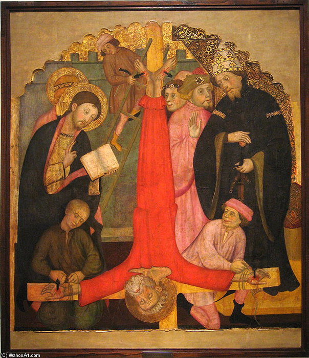Wikioo.org - The Encyclopedia of Fine Arts - Painting, Artwork by Pere Serra - Crucifixió De Sant Pere. Pintura Gòtica De Pere Serra