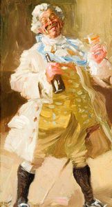 Alfred James Munnings - Old Man In Period Costume Holding A Bottle And Glass
