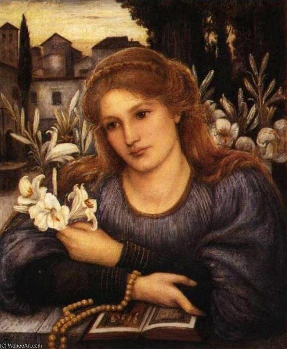 Wikioo.org - The Encyclopedia of Fine Arts - Painting, Artwork by Marie Spartali Stillman - Cloister Lilies