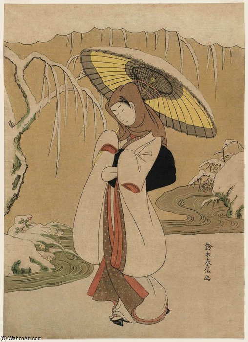 Wikioo.org - The Encyclopedia of Fine Arts - Painting, Artwork by Suzuki Harunobu - The Heron Maiden