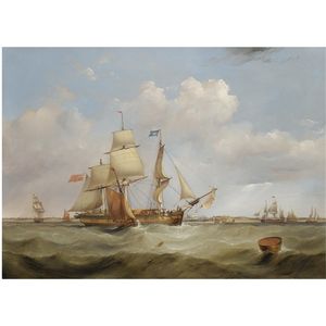 A Merchant Ship, Hove To, Off The Mouth Of The Mersey