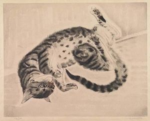 Léonard Tsugouharu Foujita - Cat Slept On The Back