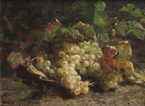 White Grapes In A Wicker Basket