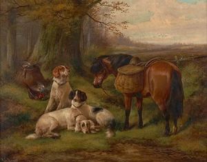 Dogs And Pony With The Day's Bag