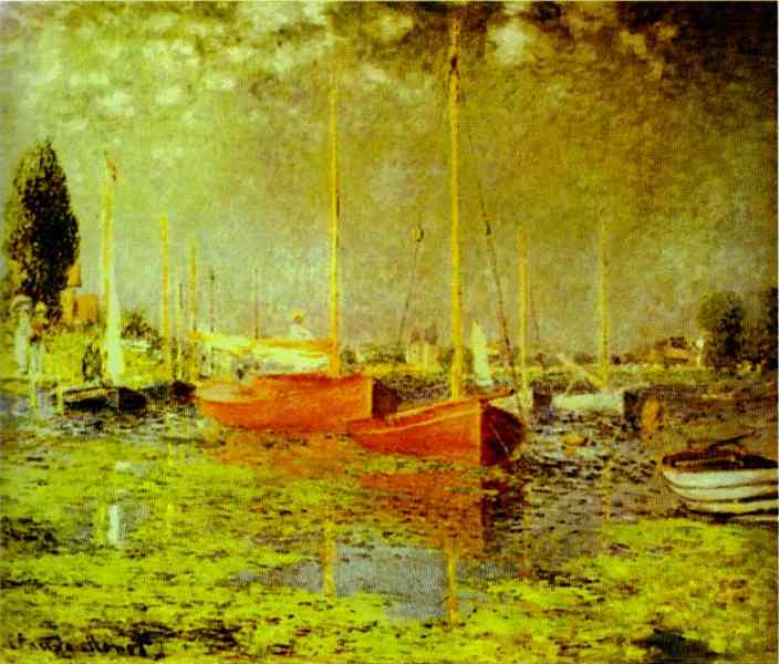  Artwork Replica red boats, argenteuil by Claude Monet (1840-1926, France) | ArtsDot.com