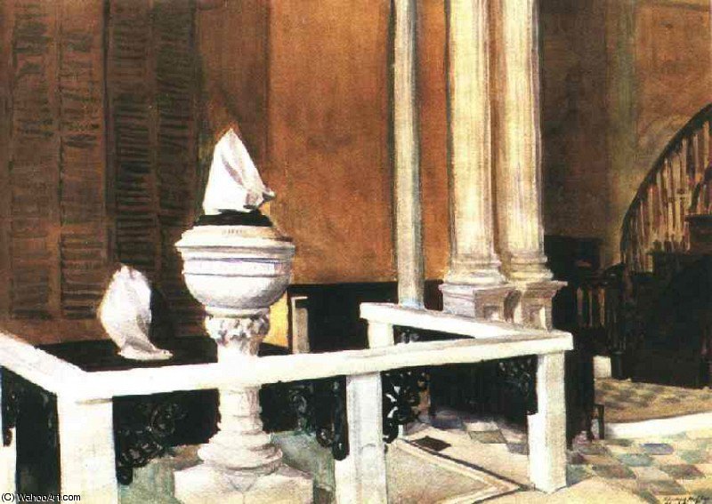 Wikoo.org - موسوعة الفنون الجميلة - اللوحة، العمل الفني Edward Hopper - Baptistry of St. Johns