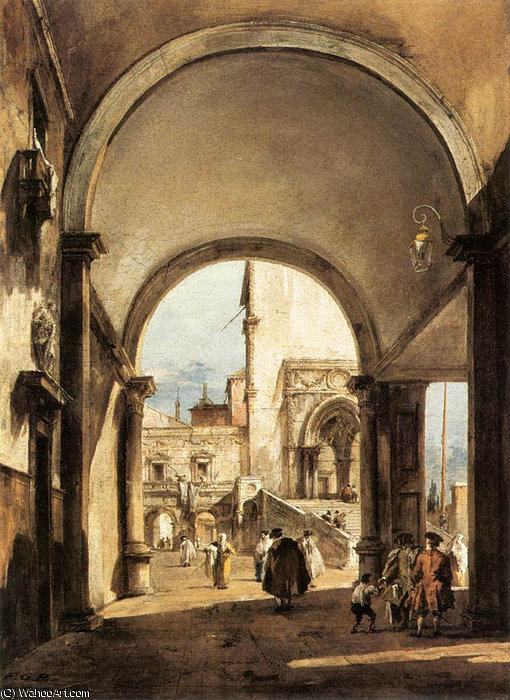 Wikioo.org - The Encyclopedia of Fine Arts - Painting, Artwork by Francesco Lazzaro Guardi - an architectural caprice