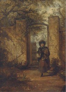 At the garden door
