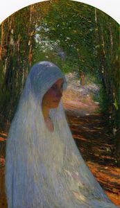 Henri Jean Guillaume Martin - Young Woman Veiled in White in a Forest