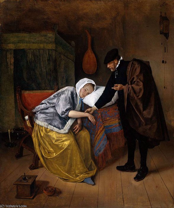 Wikioo.org - The Encyclopedia of Fine Arts - Painting, Artwork by Jan Havicksz Steen - The sick woman Sun