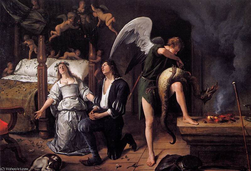 Wikioo.org - The Encyclopedia of Fine Arts - Painting, Artwork by Jan Havicksz Steen - The wedding of Sarah and Tobias Sun