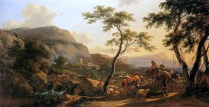 Nicolaes Pietersz Berchem - Wooded landscape Sun