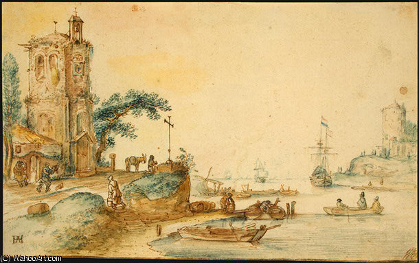 Wikioo.org - The Encyclopedia of Fine Arts - Painting, Artwork by Hendrick Avercamp - Scene Tower left