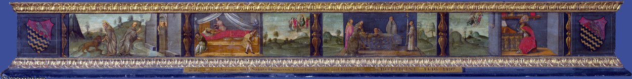Wikioo.org - The Encyclopedia of Fine Arts - Painting, Artwork by Francesco Di Giovanni Botticini - Scenes from the Life of Saint Jerome - Predella