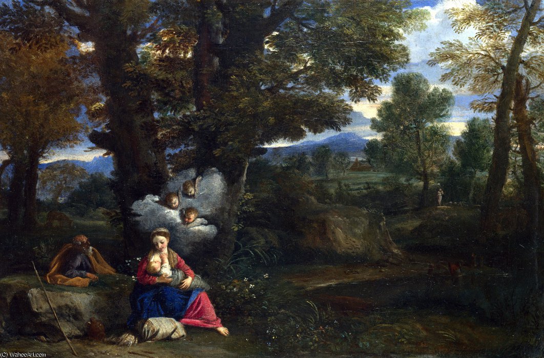 Wikioo.org - The Encyclopedia of Fine Arts - Painting, Artwork by Pier Francesco Mola - The Rest on the Flight into Egypt