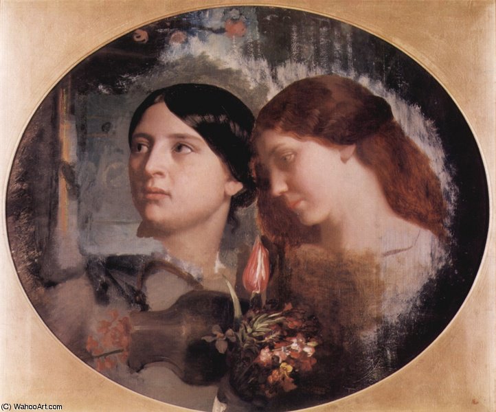 Wikioo.org - The Encyclopedia of Fine Arts - Painting, Artwork by Charles Gabriel Gleyre - Zwei Frauen mit Blumenstrauss
