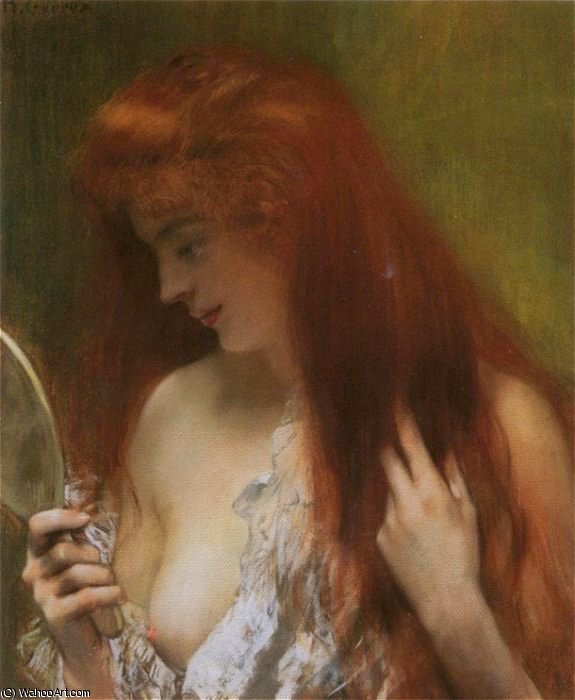 Wikioo.org - The Encyclopedia of Fine Arts - Painting, Artwork by Henri Gervex - Femme reuse ala toilet