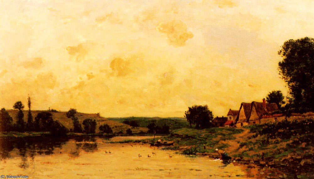 Wikioo.org - The Encyclopedia of Fine Arts - Painting, Artwork by Hippolyte Camille Delpy - lavandiere au bord de la riviere
