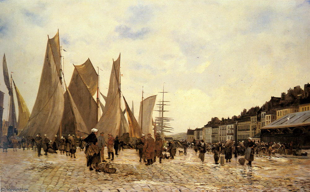 Wikioo.org - The Encyclopedia of Fine Arts - Painting, Artwork by Hippolyte Camille Delpy - the docks at dieppe