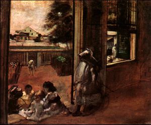 Edgar Degas - Children Sat Down in the House Door,