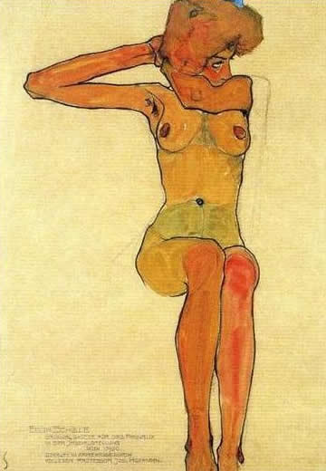 WikiOO.org - Εγκυκλοπαίδεια Καλών Τεχνών - Ζωγραφική, έργα τέχνης Egon Schiele - Seated nude