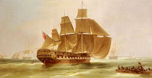 An east indiaman entering madras harbour, india