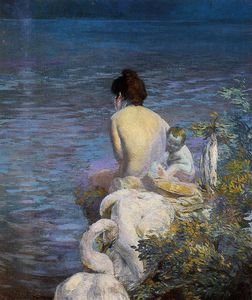 Paul Albert Besnard - Bather with Child and Swan by the Sea