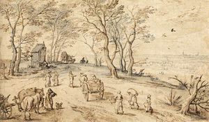Jan Brueghel The Elder - Villagers on their Way to Market