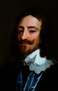 Charles I in a White Lace Collar and a Blue Sash