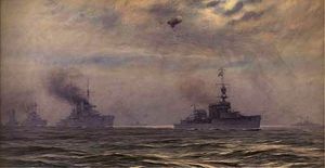 The german fleet, under escort to scapa flow, after its surrender in november