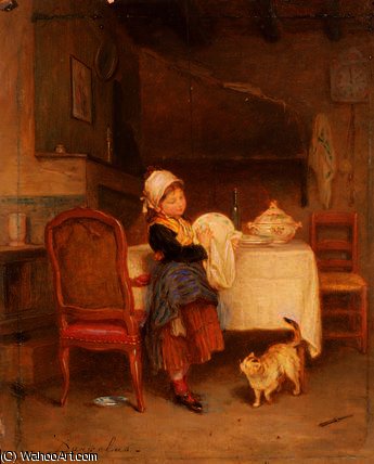 Wikioo.org - The Encyclopedia of Fine Arts - Painting, Artwork by Andre Henri Dargelas - The little housekeeper