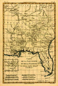 Louisiana and Florida, from 'Atlas de Toutes les Parties Connues du Globe Terrestre' by Guillaume Ra