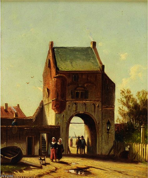 Wikioo.org - The Encyclopedia of Fine Arts - Painting, Artwork by Jan Weissenbruch - Oude stadspoort
