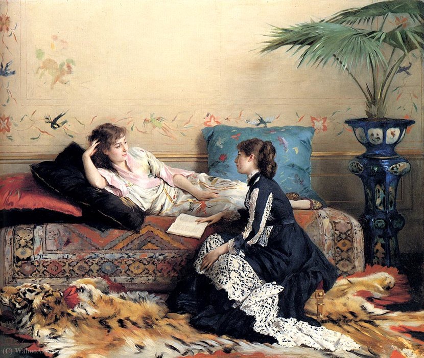 Wikioo.org - The Encyclopedia of Fine Arts - Painting, Artwork by Gustave Leonard De Jonghe - Idle moments
