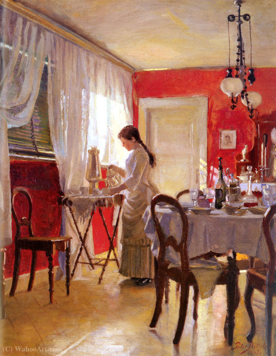 Wikioo.org - The Encyclopedia of Fine Arts - Painting, Artwork by Peter Ilsted - Wilhelm the dining room
