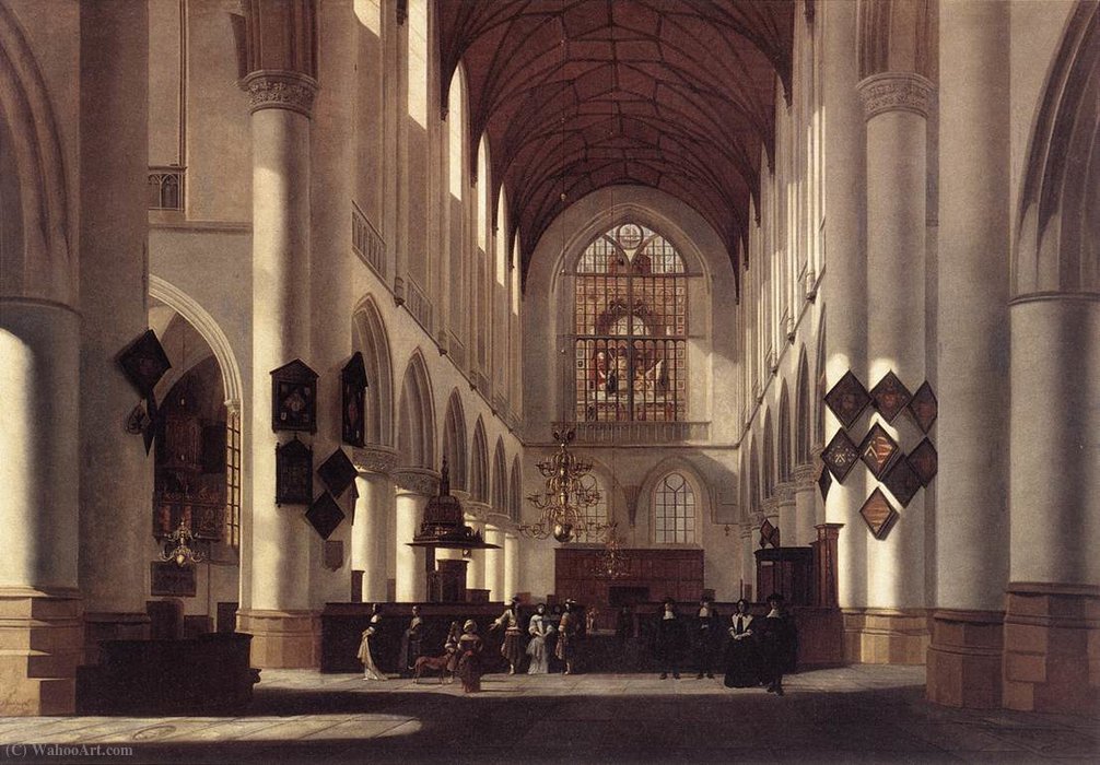 Wikioo.org - The Encyclopedia of Fine Arts - Painting, Artwork by Job Adriaensz Berckheyde - Interior of the St Bavo in Haarlem