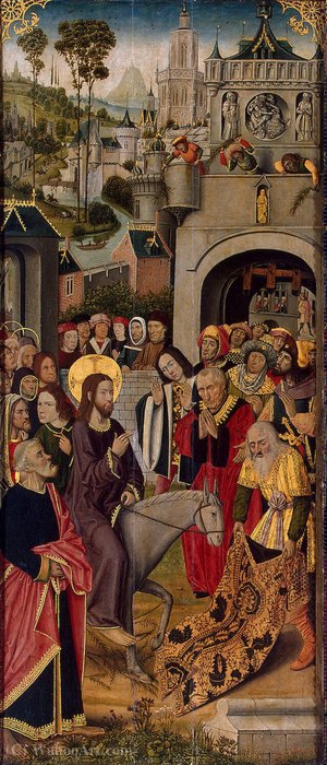Wikioo.org - The Encyclopedia of Fine Arts - Painting, Artwork by Master Of The Thuison Altarpiece - Entry into Jerusalem - GJ - (5699)