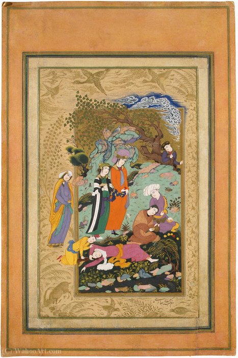 Wikioo.org - The Encyclopedia of Fine Arts - Painting, Artwork by Riza-I Abbasi - Convivial Party - QLVR - (740^QLI)