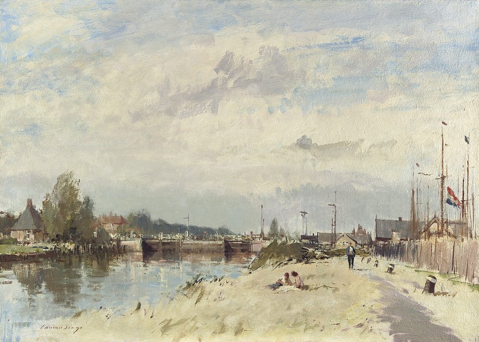 Wikioo.org - The Encyclopedia of Fine Arts - Painting, Artwork by Edward Seago - By the Canal, Amsterdam