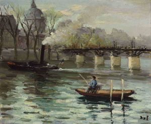 Marcel Dyf - The Seine at Paris (Pont des Arts and Institut de France), (1950)