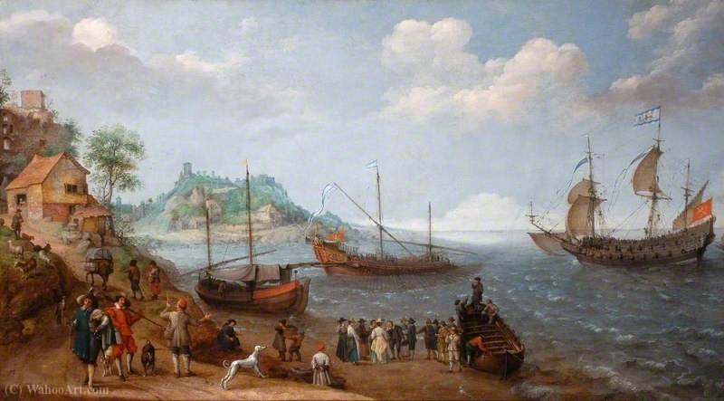 Wikioo.org - The Encyclopedia of Fine Arts - Painting, Artwork by Adam Willaerts - An embarkation scene