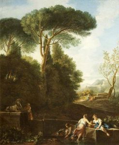 Classical Landscape with Figures by a Fountain