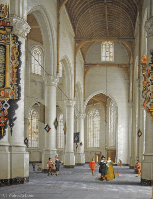 Wikioo.org - The Encyclopedia of Fine Arts - Painting, Artwork by Anthonie De Lorme - The Interior of the Church of St. Laurens in Rotterdam