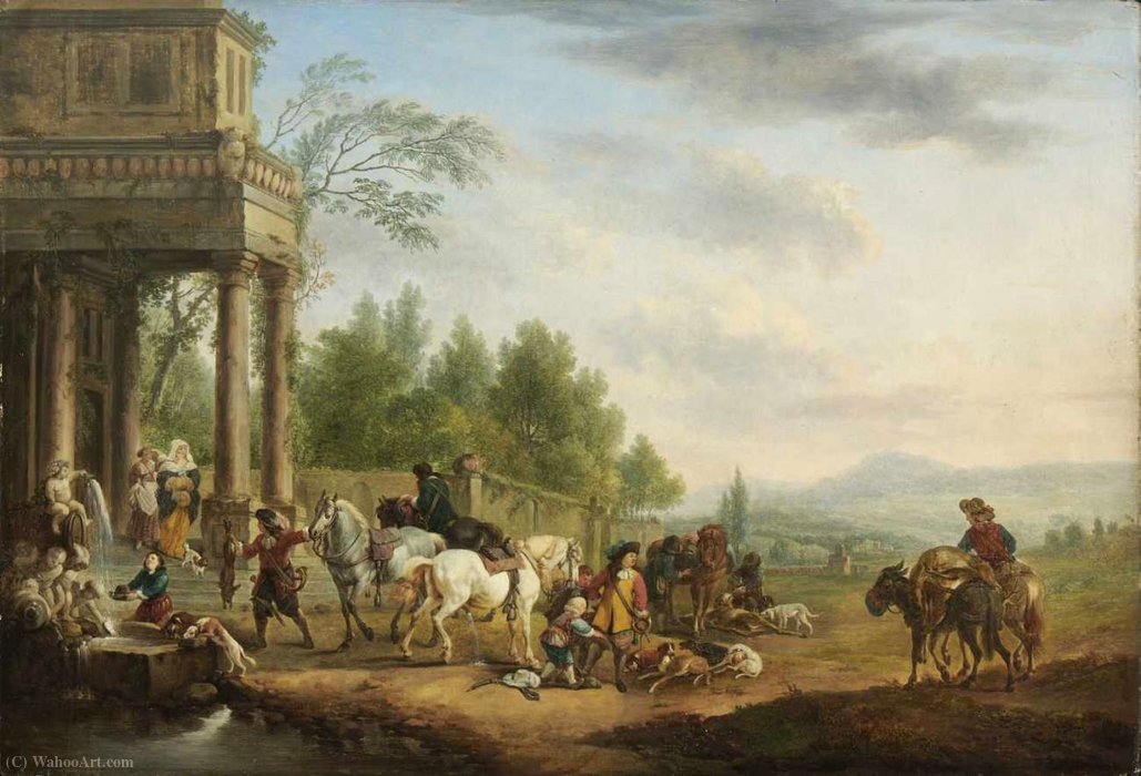 Wikioo.org - The Encyclopedia of Fine Arts - Painting, Artwork by August Querfurt - Returning from the Hunt