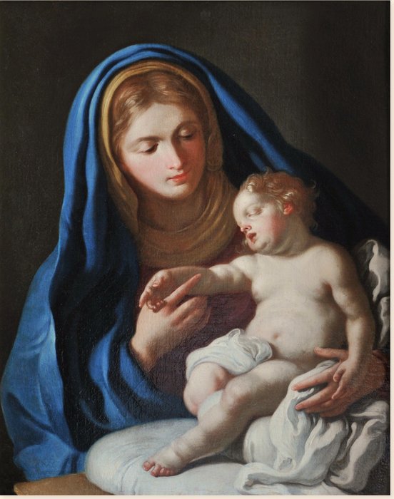 Wikioo.org - The Encyclopedia of Fine Arts - Painting, Artwork by Francesco De Mura - Madonna with baby Jesu